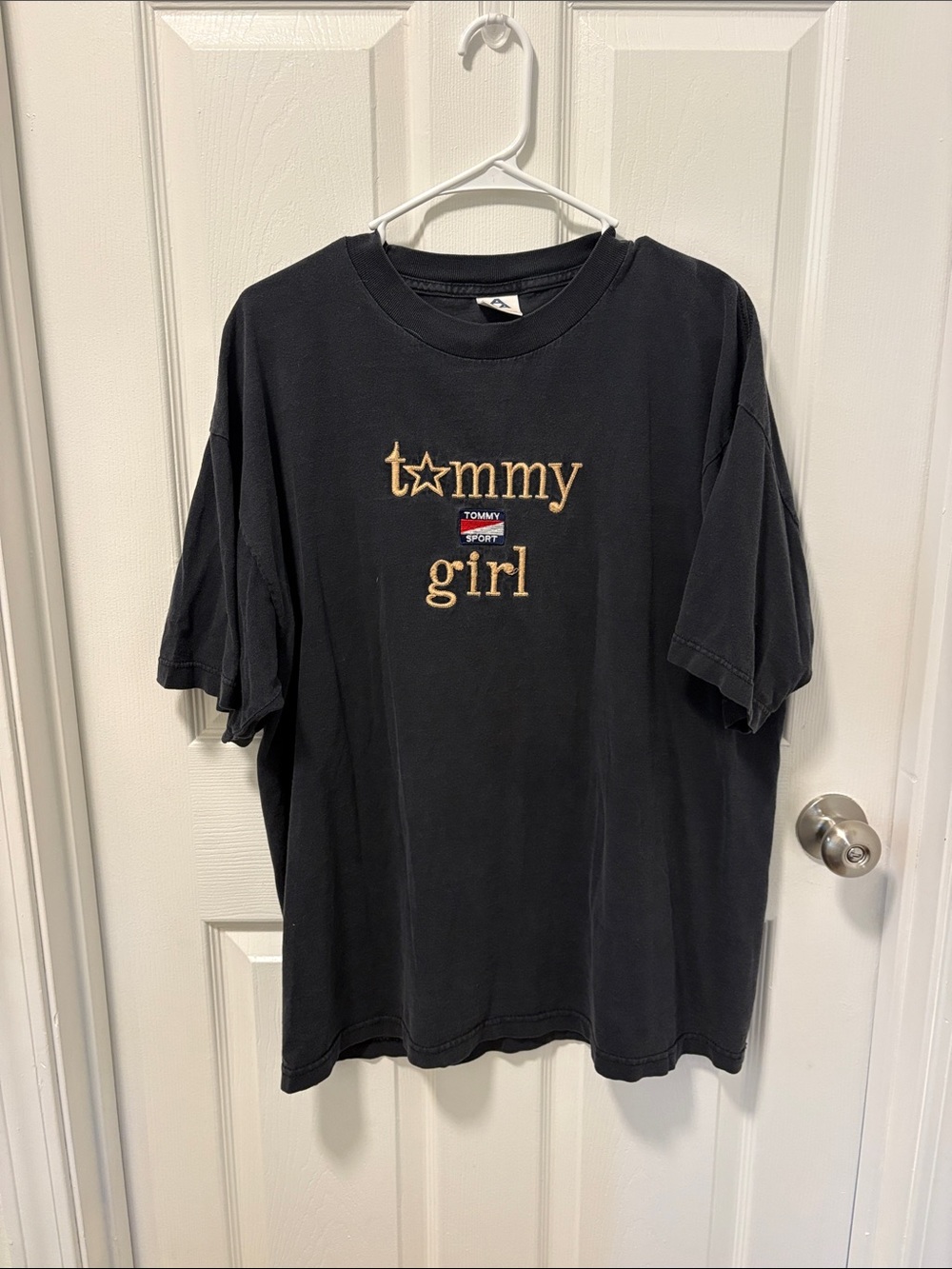 Oversized Black 'Tommy Girl' Short-Sleeve Tee
